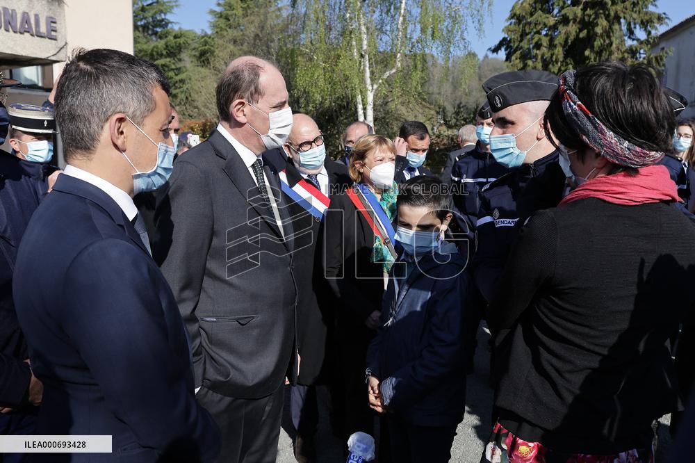Jean Castex and Gerald Darmanin visit National Gendarmerie - Brantome