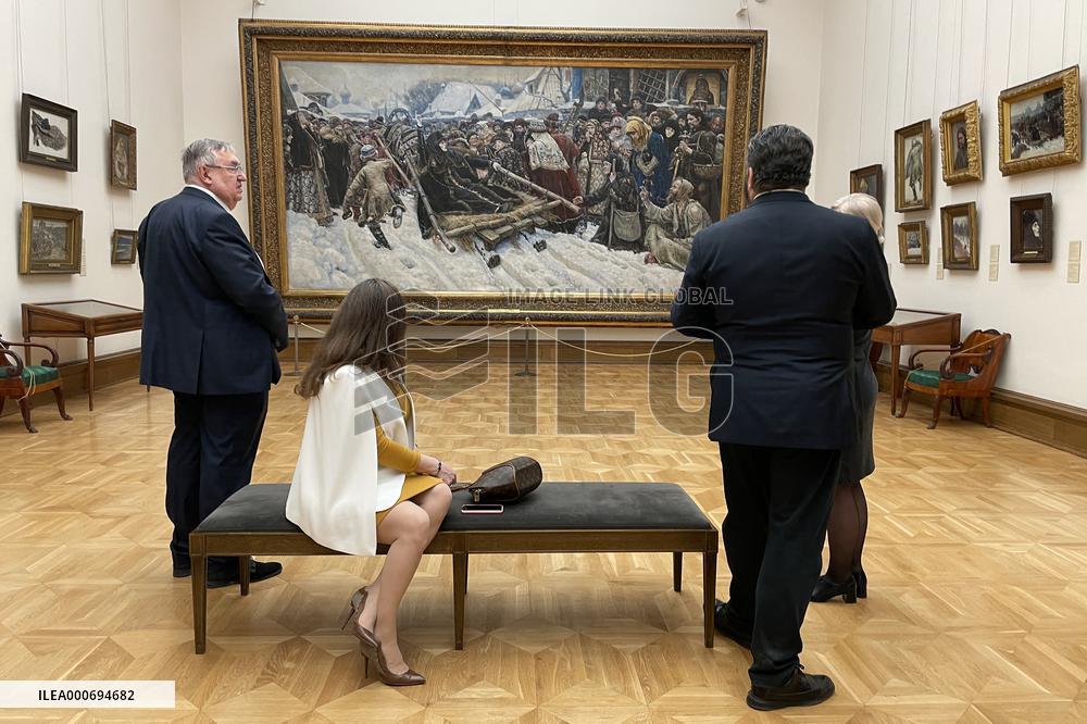 Grand Duke George Mikhailovich of Russia, and his fiancee Victoria Romanovna visit museum Tretyakov Gallery - Moscow