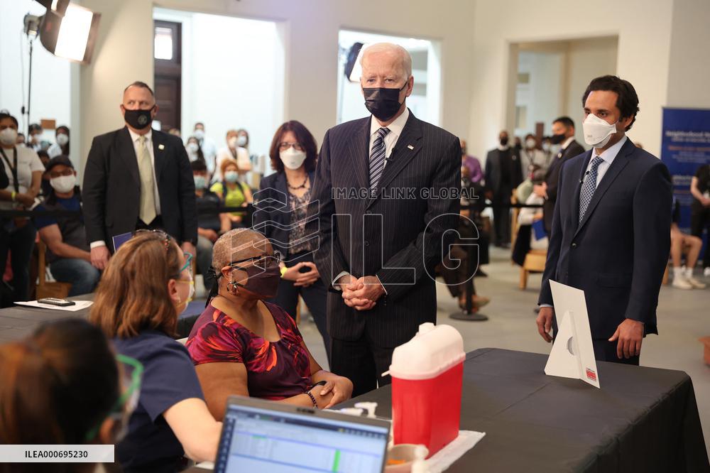 President Biden visits a vaccination site in Virginia