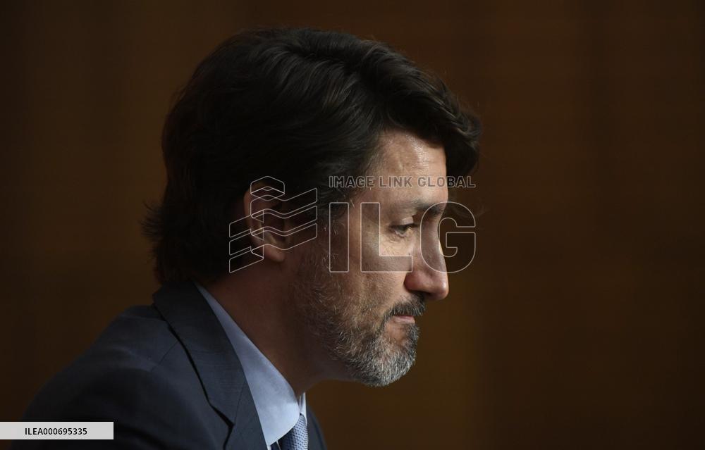 Justin Trudeau During A News Conference On The Covid-19 Pandemic - Ottawa