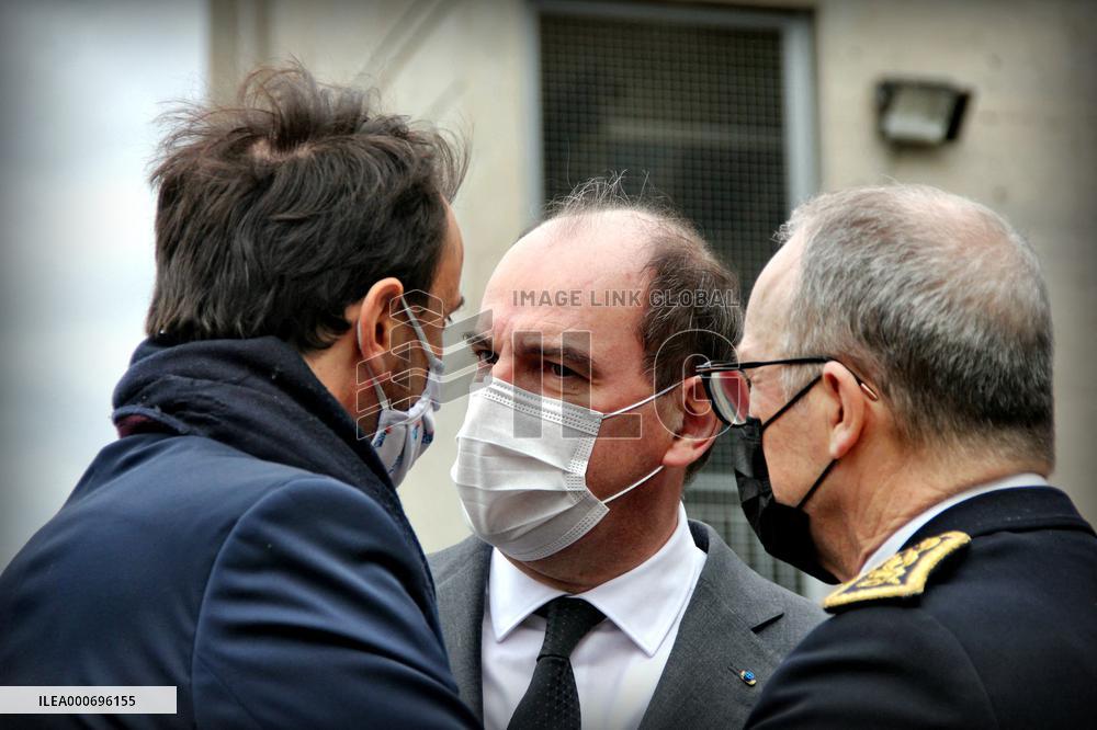 Jean Castex visits Palais des sports vaccination center - Lyon