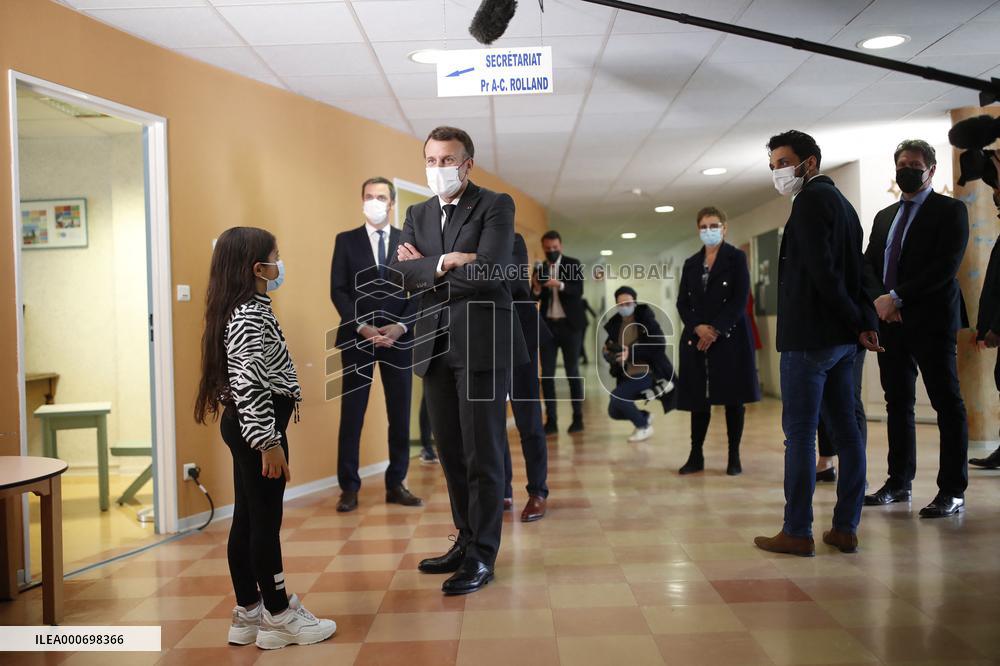 President Macron Visits Child Psychiatry Department - Reims