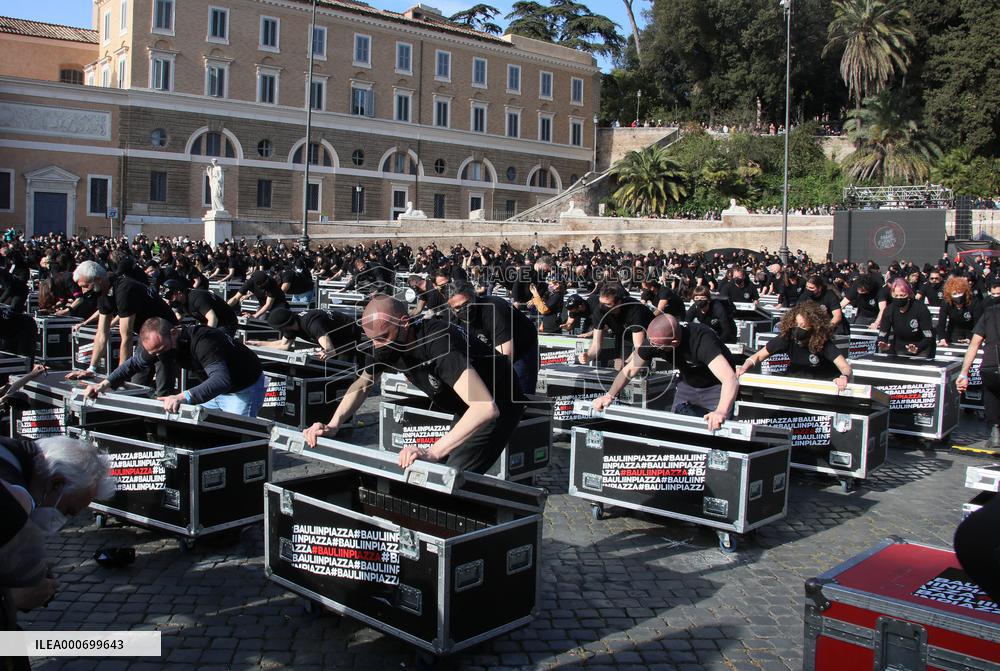 Trunks in the square flashmob protest - Rome