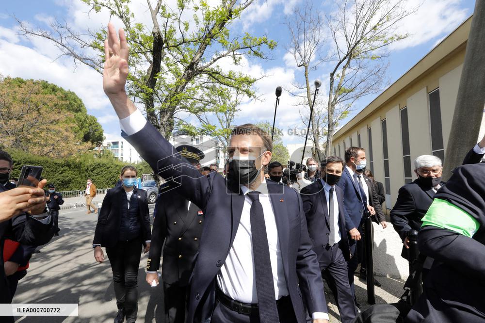 Macrons Security And Policing Focused Visit - Montpellier