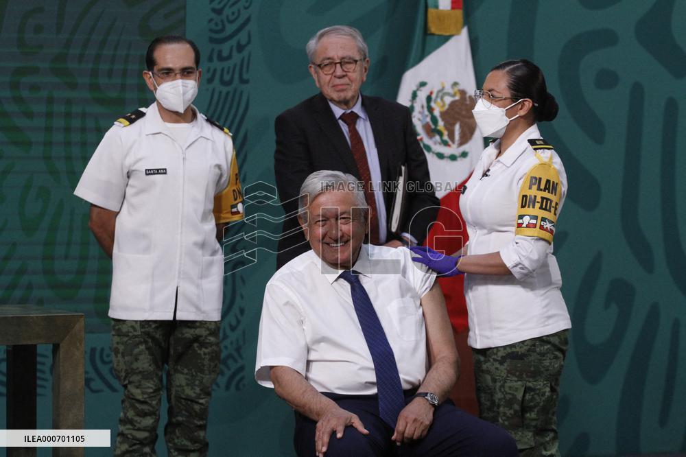 Mexicos President Obrador Vaccinated - Mexico City