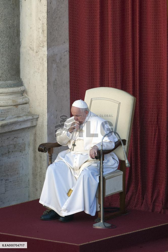 Pope Francis arrives for his weekly general audience