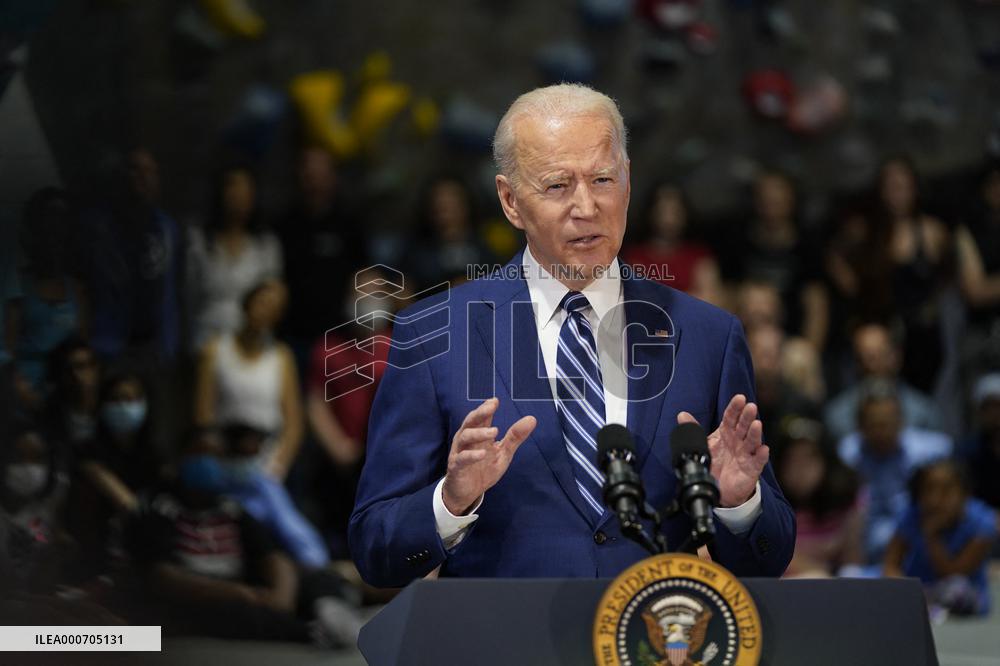Biden and Northam Visit Sportrock CLlimbing Centern Alexandria, Virginia