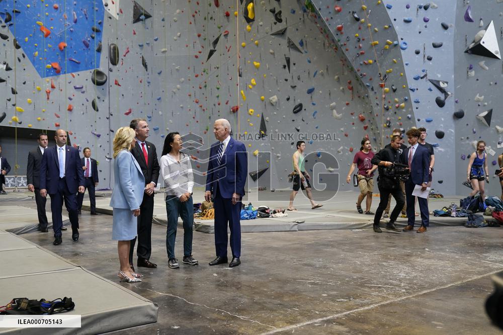 Biden and Northam Visit Sportrock CLlimbing Centern Alexandria, Virginia
