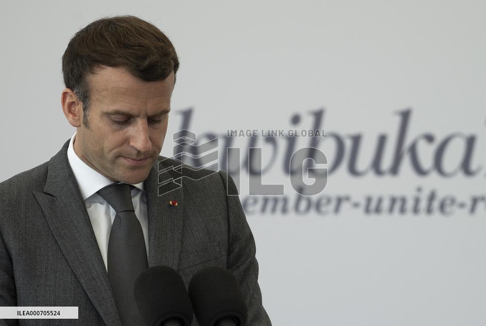 Macron Visits Genocide Memorial - Kigali