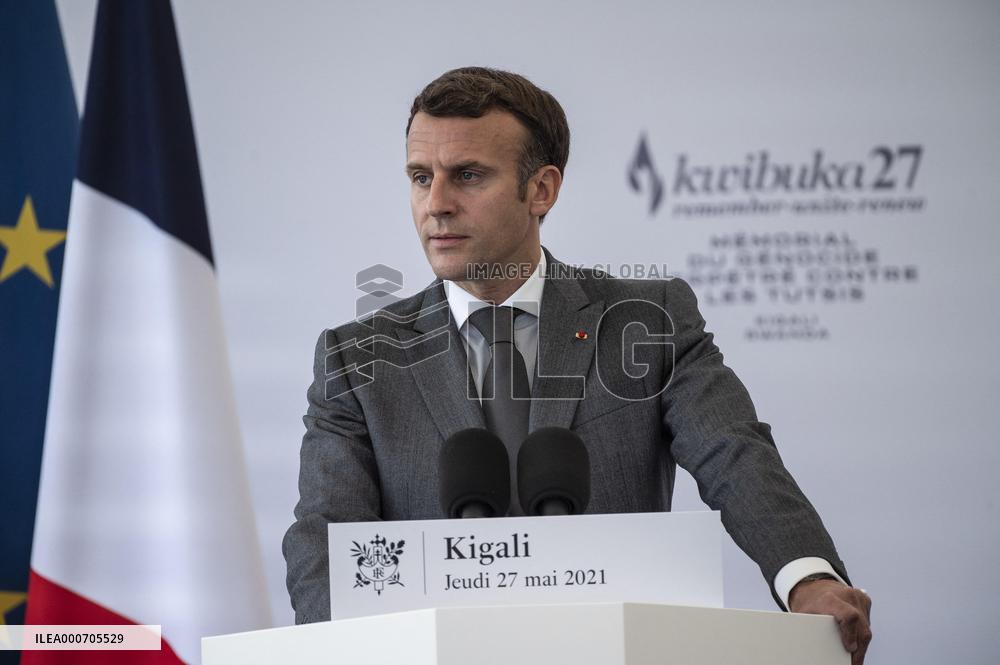 Macron Visits Genocide Memorial - Kigali