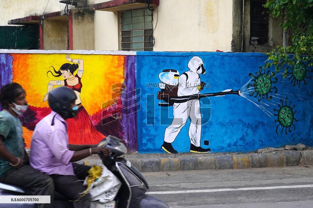 Mural on COVID-19 Coronavirus Awarness - India