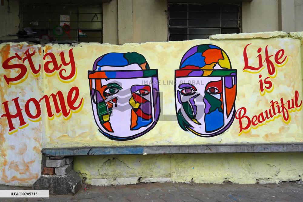 Mural on COVID-19 Coronavirus Awarness - India