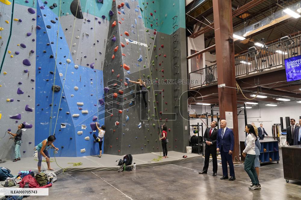 Biden and Northam Visit Sportrock CLlimbing Centern Alexandria, Virginia