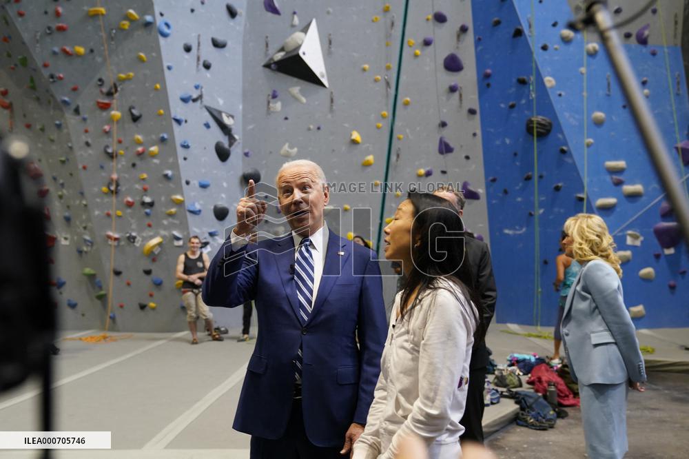 Biden and Northam Visit Sportrock CLlimbing Centern Alexandria, Virginia