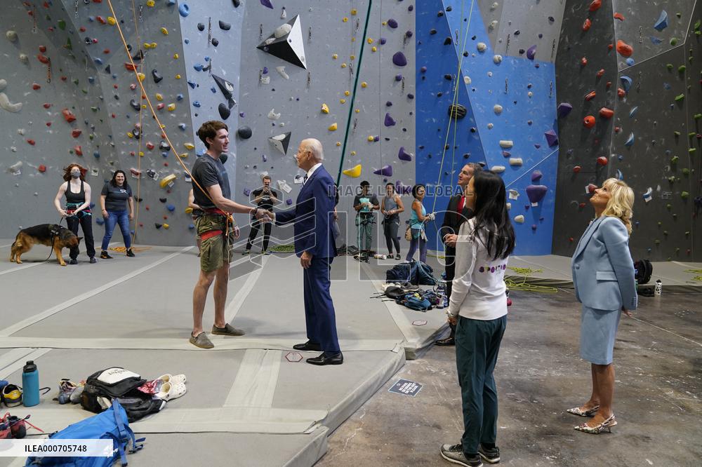 Biden and Northam Visit Sportrock CLlimbing Centern Alexandria, Virginia