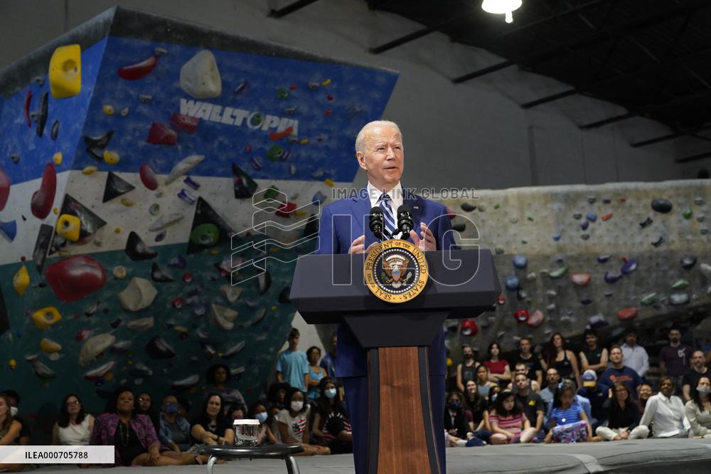 Biden and Northam Visit Sportrock CLlimbing Centern Alexandria, Virginia
