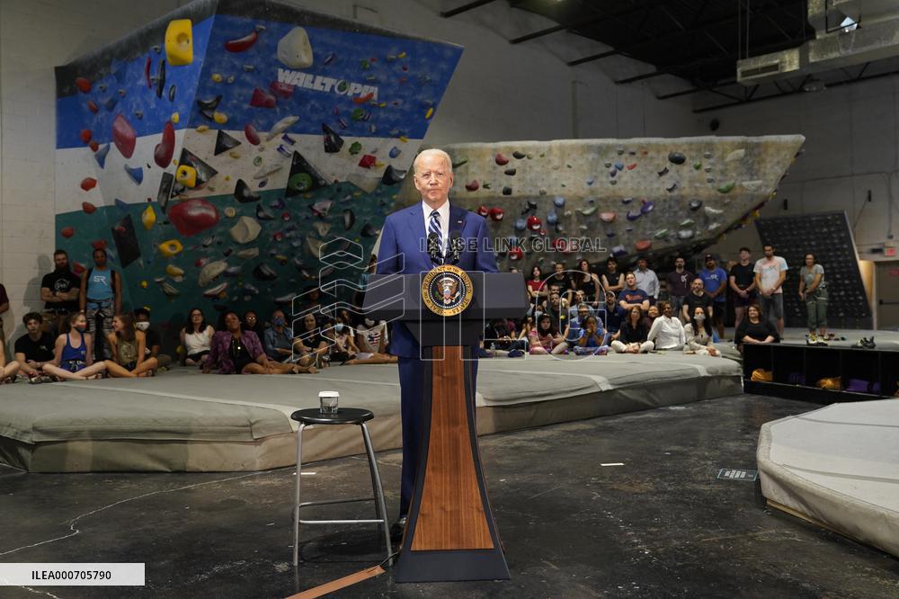 Biden and Northam Visit Sportrock CLlimbing Centern Alexandria, Virginia