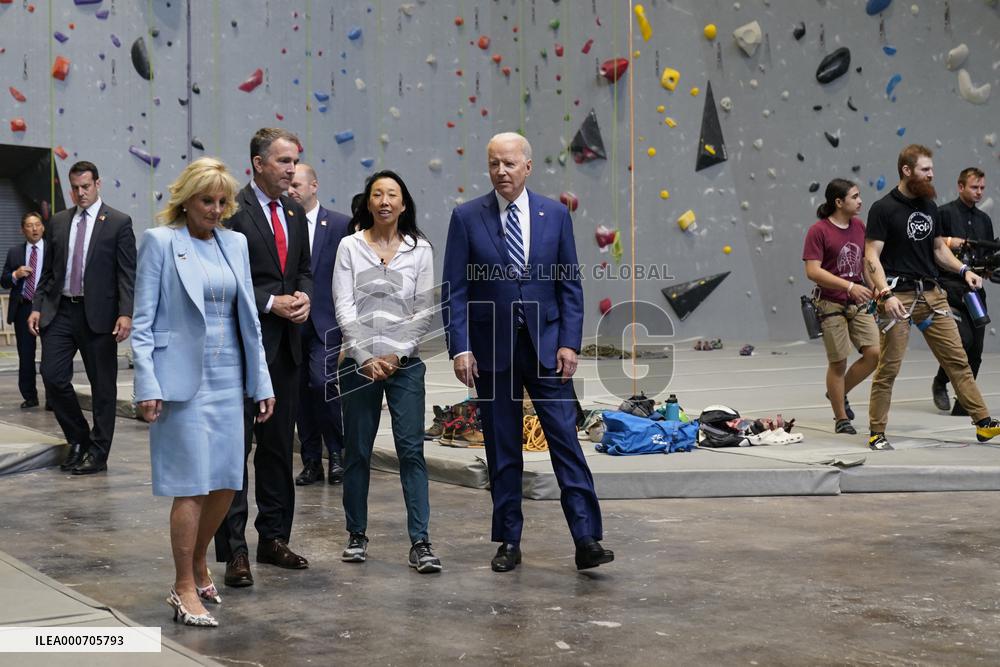 Biden and Northam Visit Sportrock CLlimbing Centern Alexandria, Virginia