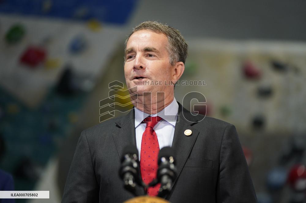 Biden and Northam Visit Sportrock CLlimbing Centern Alexandria, Virginia