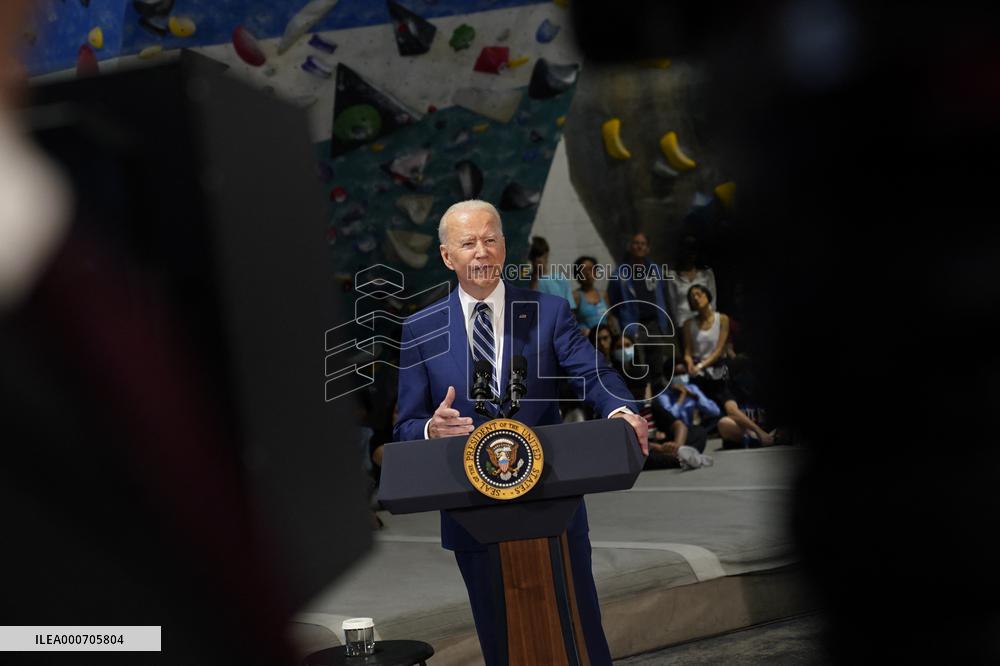 Biden and Northam Visit Sportrock CLlimbing Centern Alexandria, Virginia