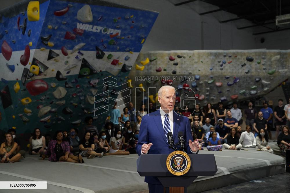 Biden and Northam Visit Sportrock CLlimbing Centern Alexandria, Virginia