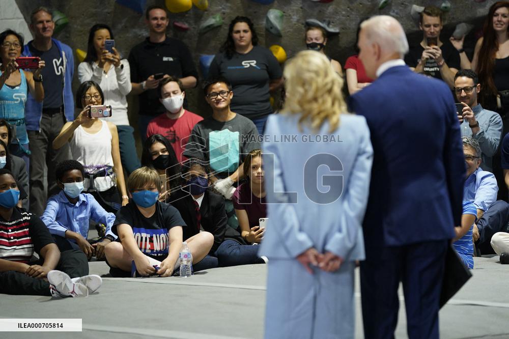 Biden and Northam Visit Sportrock CLlimbing Centern Alexandria, Virginia