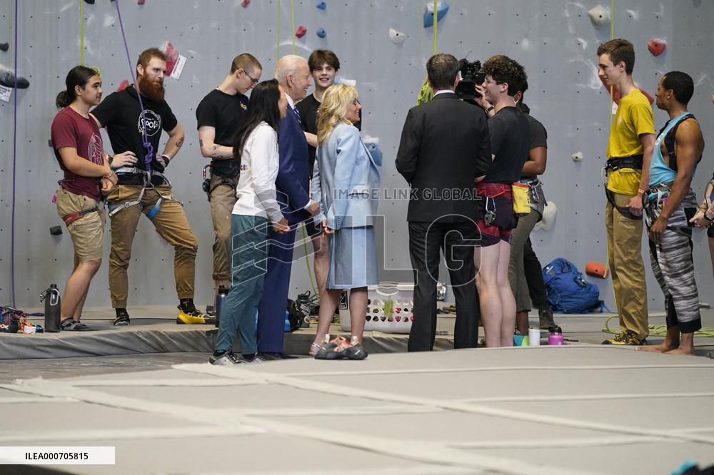 Biden and Northam Visit Sportrock CLlimbing Centern Alexandria, Virginia