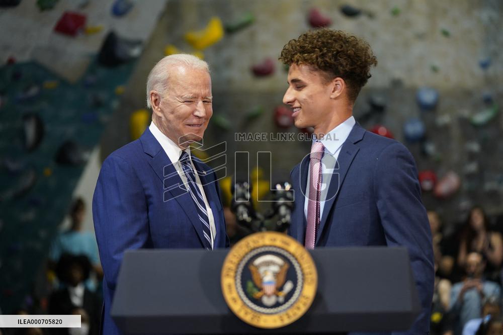 Biden and Northam Visit Sportrock CLlimbing Centern Alexandria, Virginia