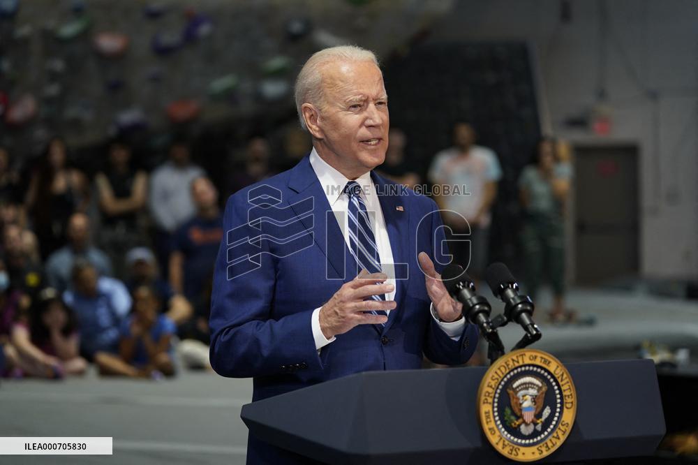Biden and Northam Visit Sportrock CLlimbing Centern Alexandria, Virginia