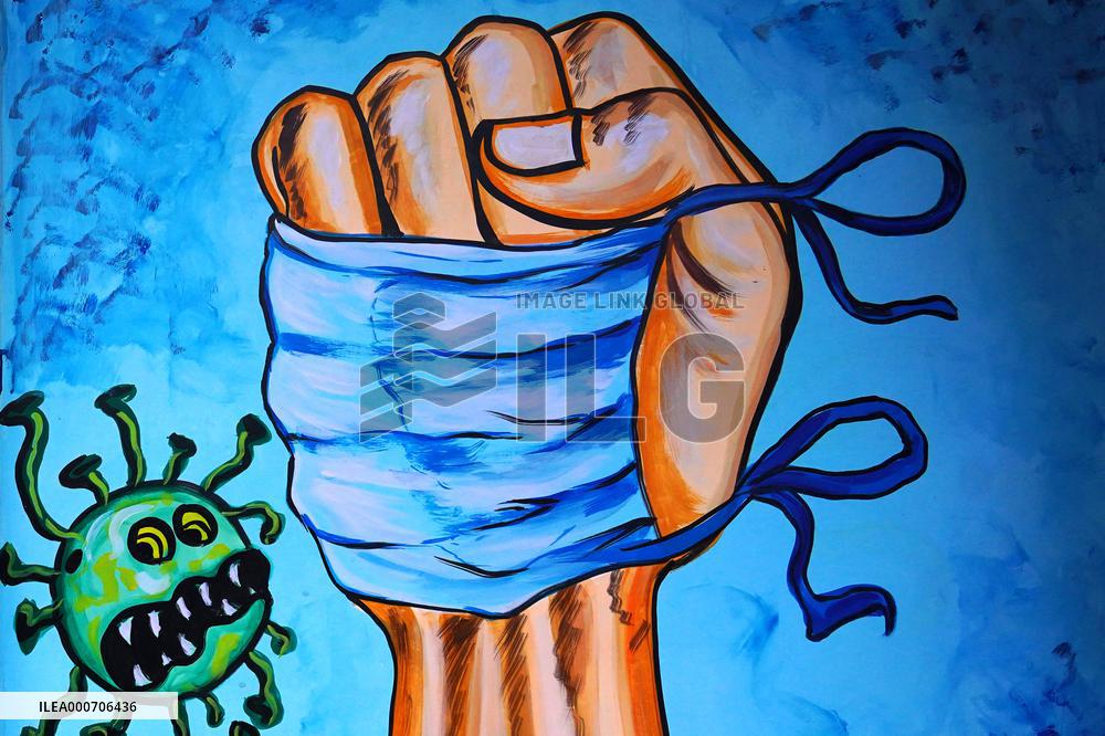 Mural on COVID-19 Coronavirus Awarness - India