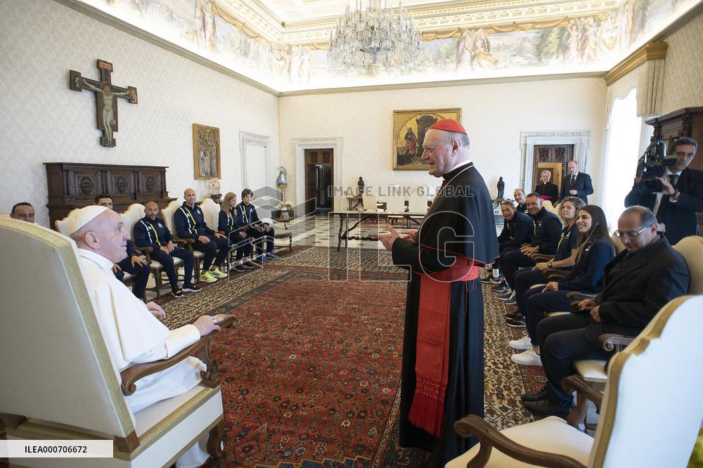 Pope Francis meets with a delegation from Athletica Vaticana