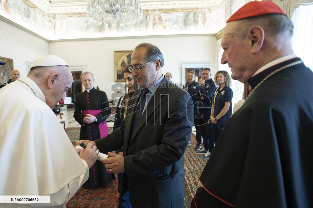 Pope Francis meets with a delegation from Athletica Vaticana