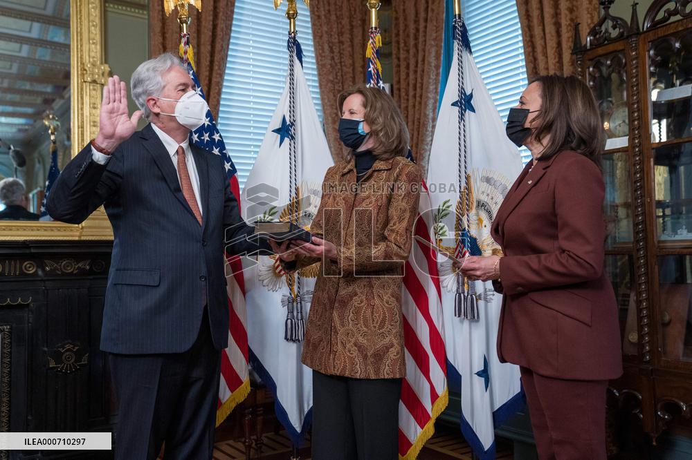 VP Harris swears in Amb William Burns as Director of the CIA