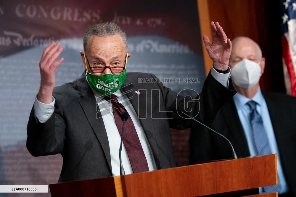 Senate Democrats Hold A Press Conference On Capitol Hill
