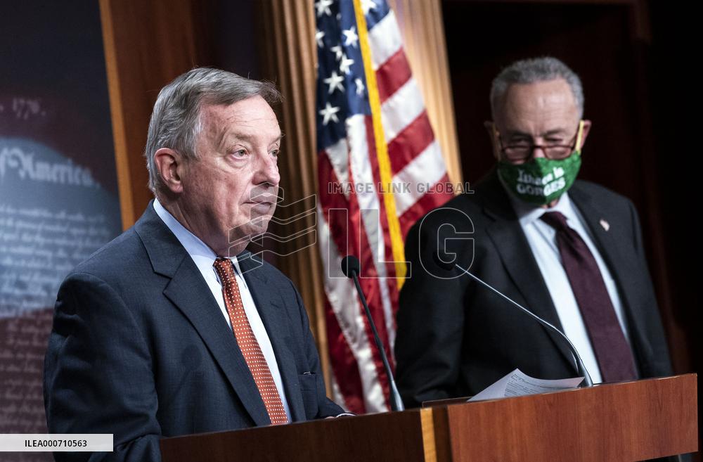 Senate Democrats Hold A Press Conference On Capitol Hill