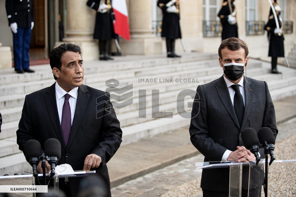 President Macron Welcomes Libyan President El-Menfi - Paris