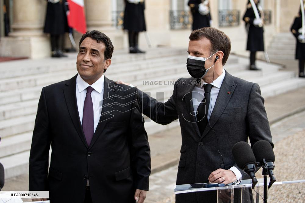 President Macron Welcomes Libyan President El-Menfi - Paris