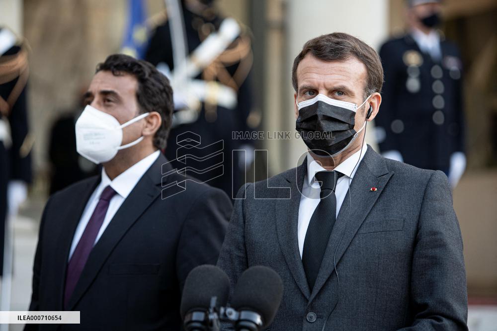 President Macron Welcomes Libyan President El-Menfi - Paris