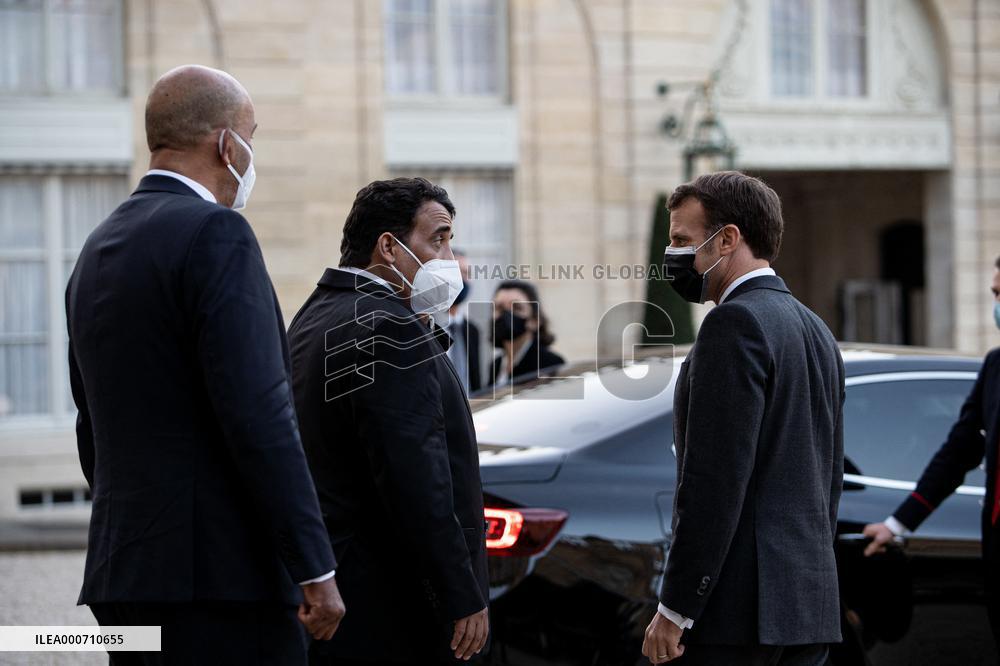 President Macron Welcomes Libyan President El-Menfi - Paris