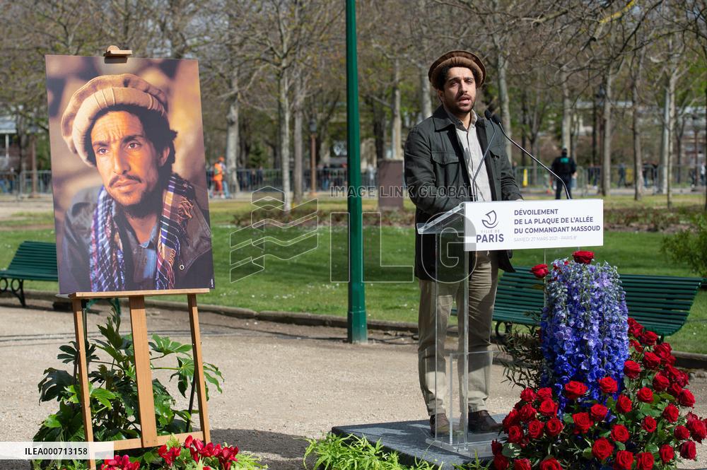 Commemorative plaque in honor of the Afghan commander Ahmad Shah Massoud - Paris