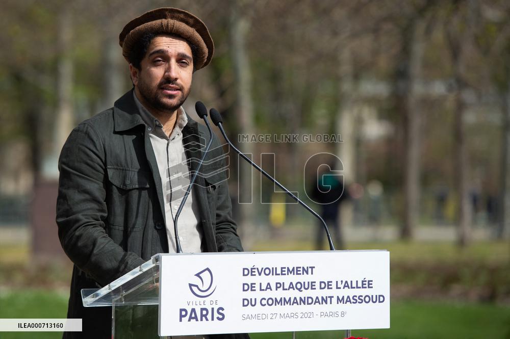 Commemorative plaque in honor of the Afghan commander Ahmad Shah Massoud - Paris