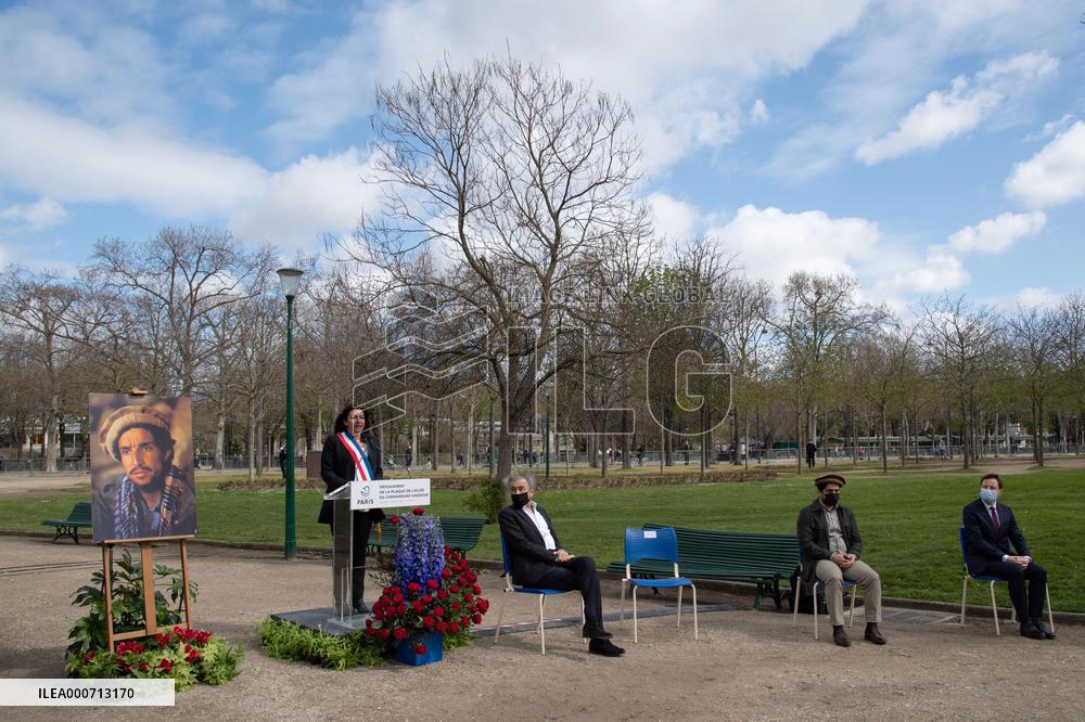 Commemorative plaque in honor of the Afghan commander Ahmad Shah Massoud - Paris