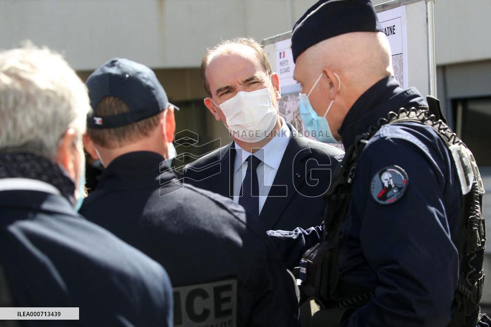 Jean Castex visits Police headquarter - Nimes