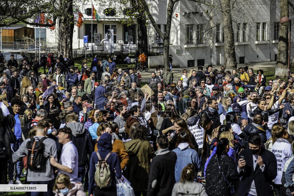 Anti lockdown protest - Liege