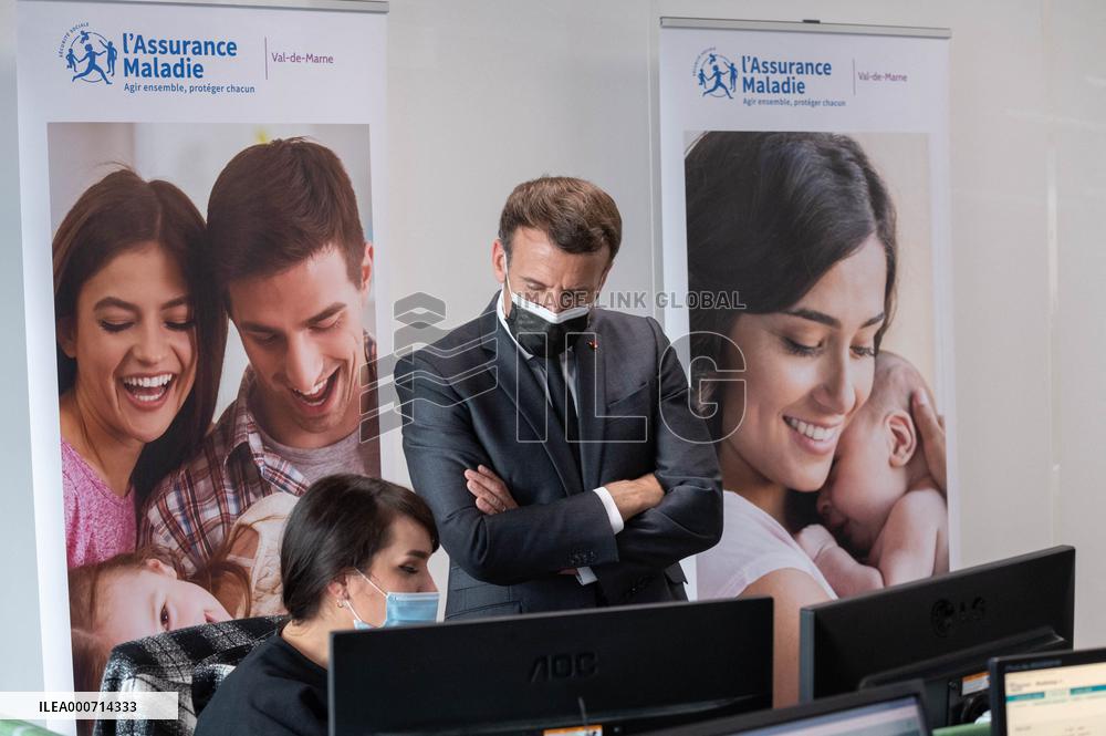 Macron visits a Social security insurance center - Creteil