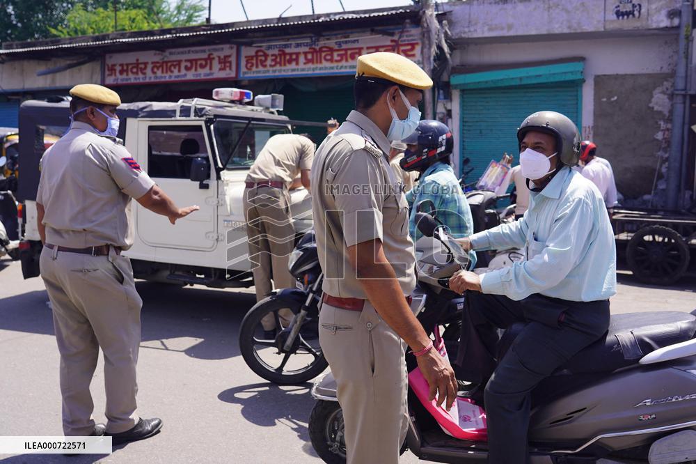 Police Check Point During A Lockdown - Rajasthan