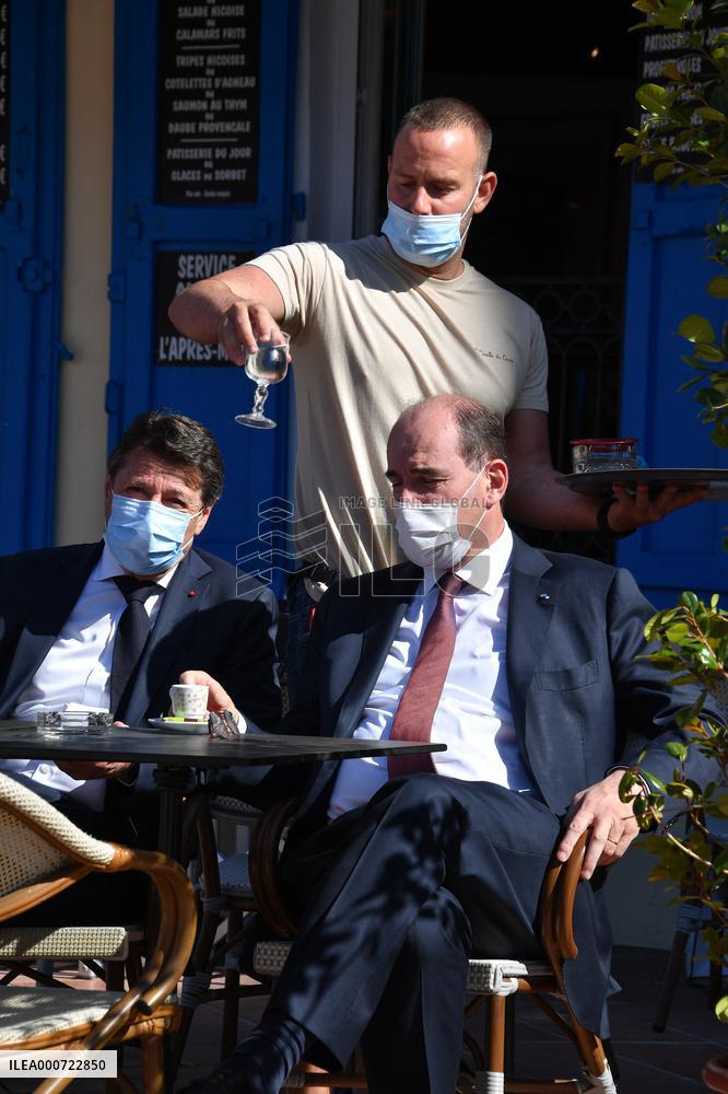 Jean Castex And Christian Estrosi Visit A Market - Nice