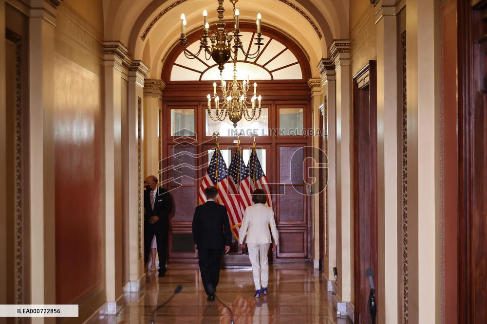 Moon And Pelosi Press Conference - Washington