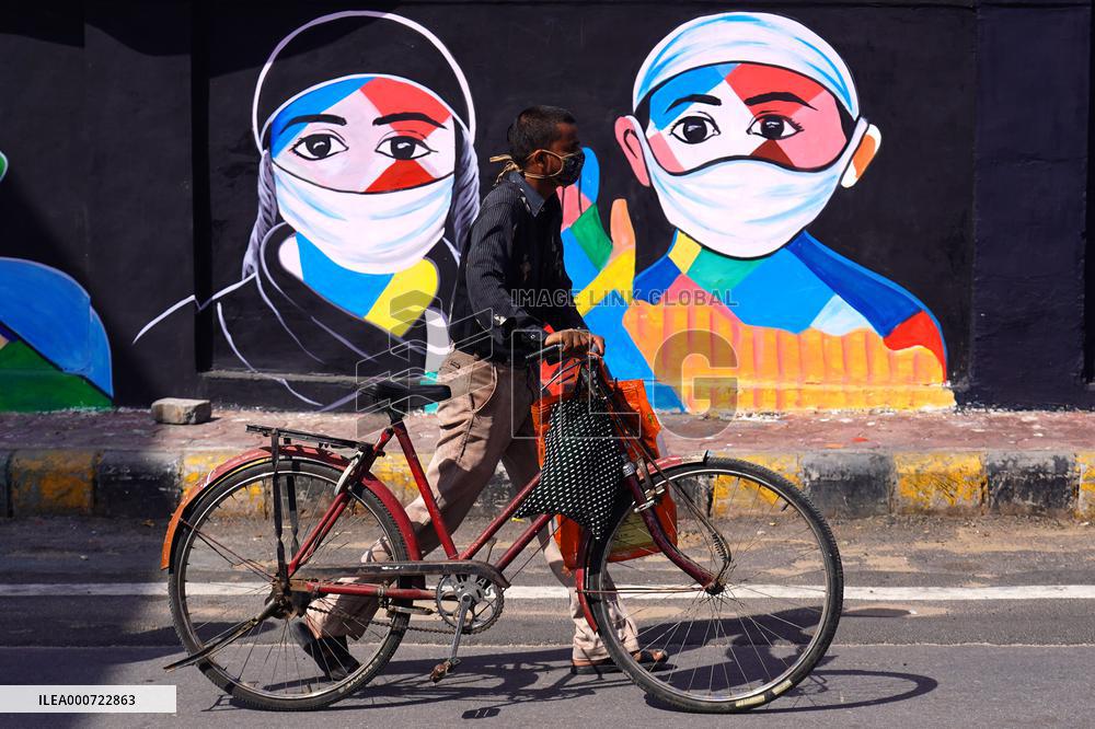 A Mural On Covid-19 Coronavirus Awarness - India