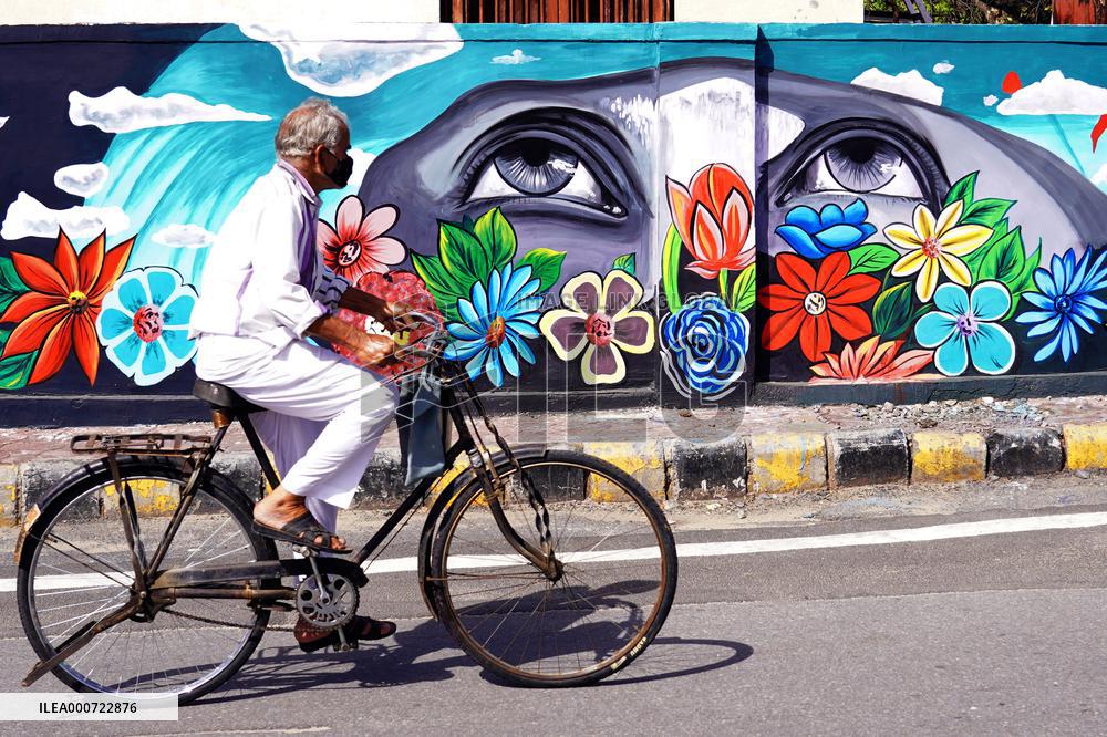A Mural On Covid-19 Coronavirus Awarness - India